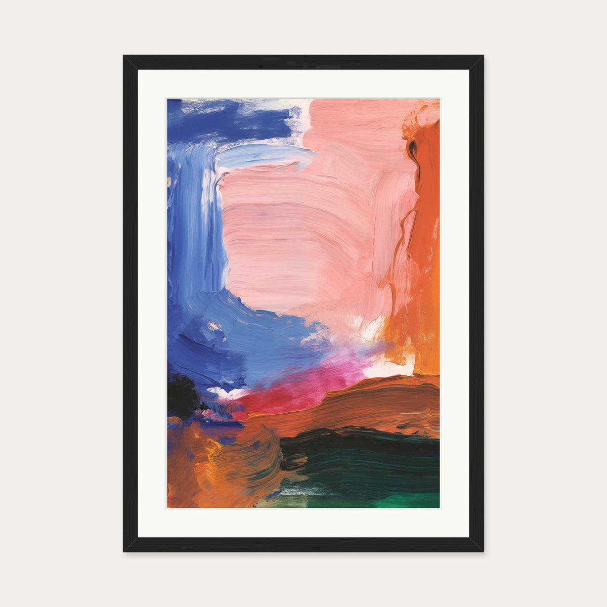 Vivid Abstract Colour Art Print — 50 x 70 cm — Black Frame