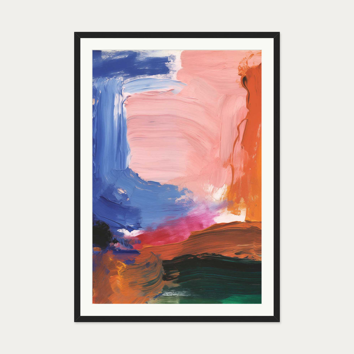 Vivid Abstract Colour Art Print — 70 x 100 cm — Black Frame