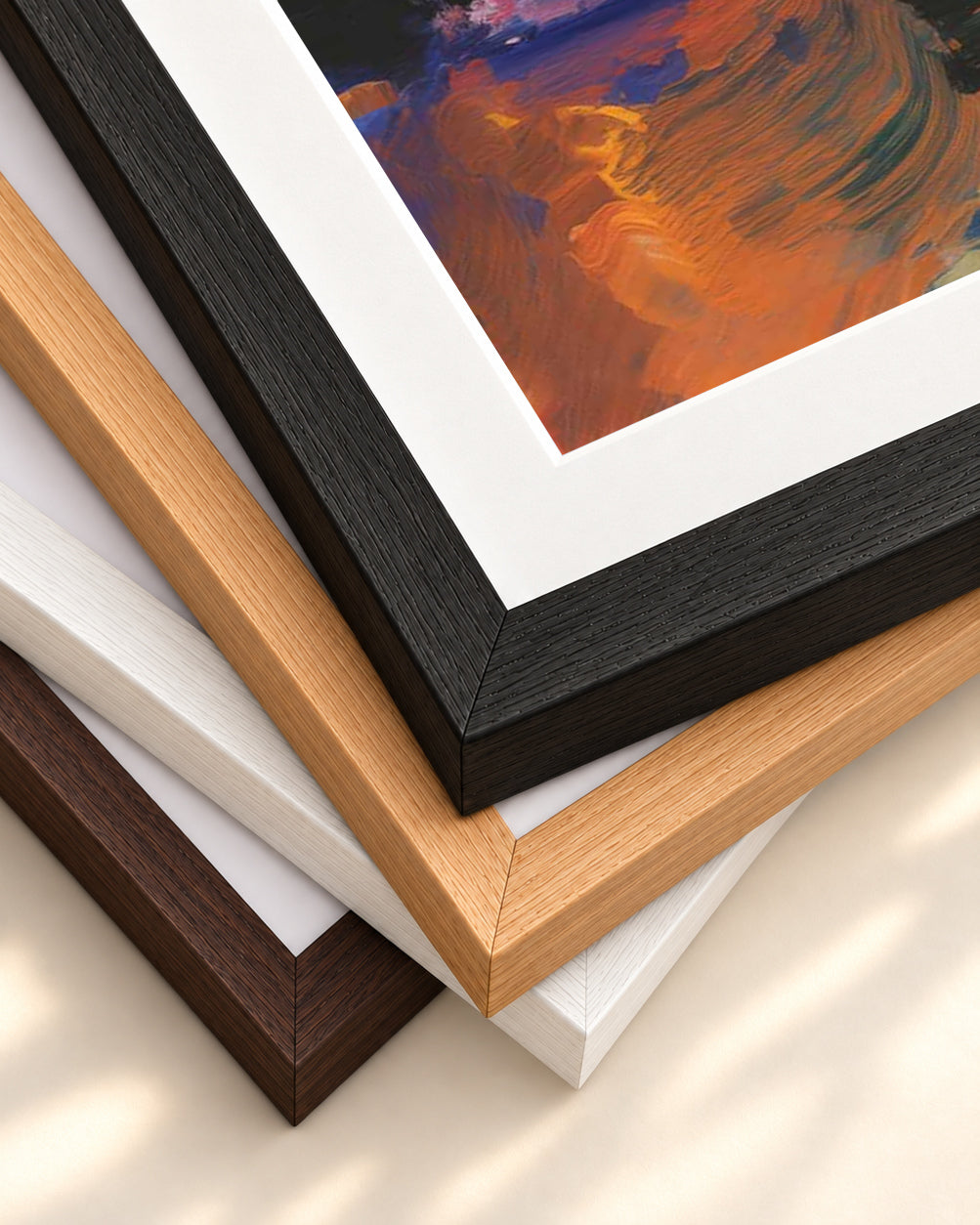 Vivid Abstract Colour Art Print — framed print corner with 5 cm mount and bevel