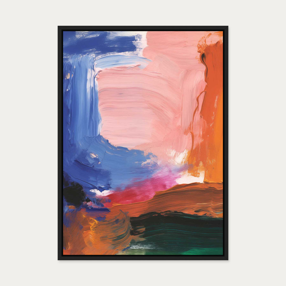 Vivid Abstract Colour Canvas Art — 50 x 70 cm — Black Frame