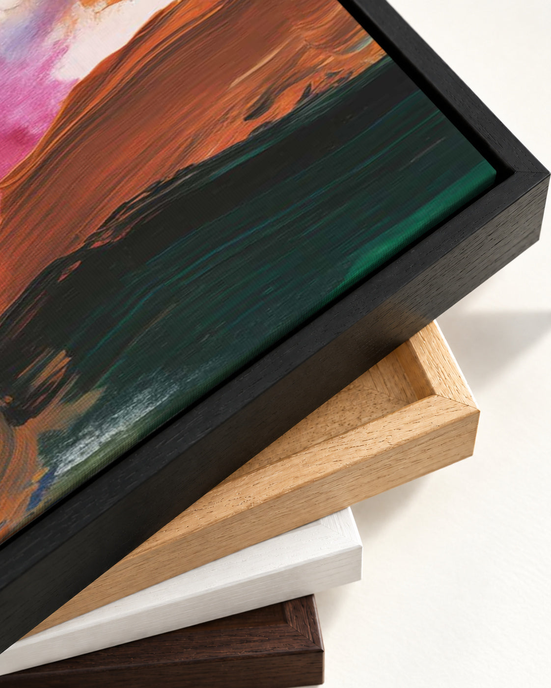 Vivid Abstract Colour Canvas Art — framed canvas corner and wrapped canvas detail
