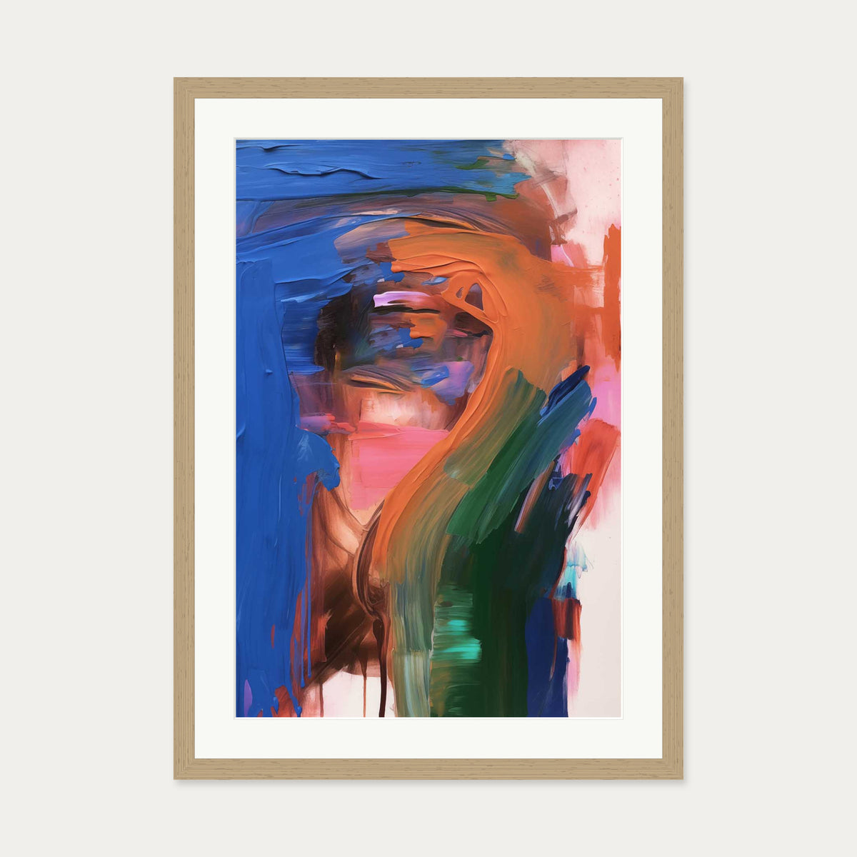 Vivid Abstract Colour II Art Print — 50 x 70 cm — Oak Frame