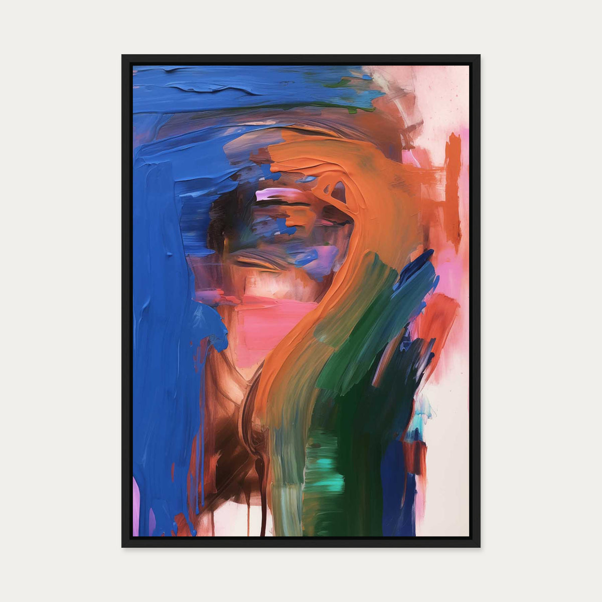 Vivid Abstract Colour II Canvas Art — 50 x 70 cm — Black Frame