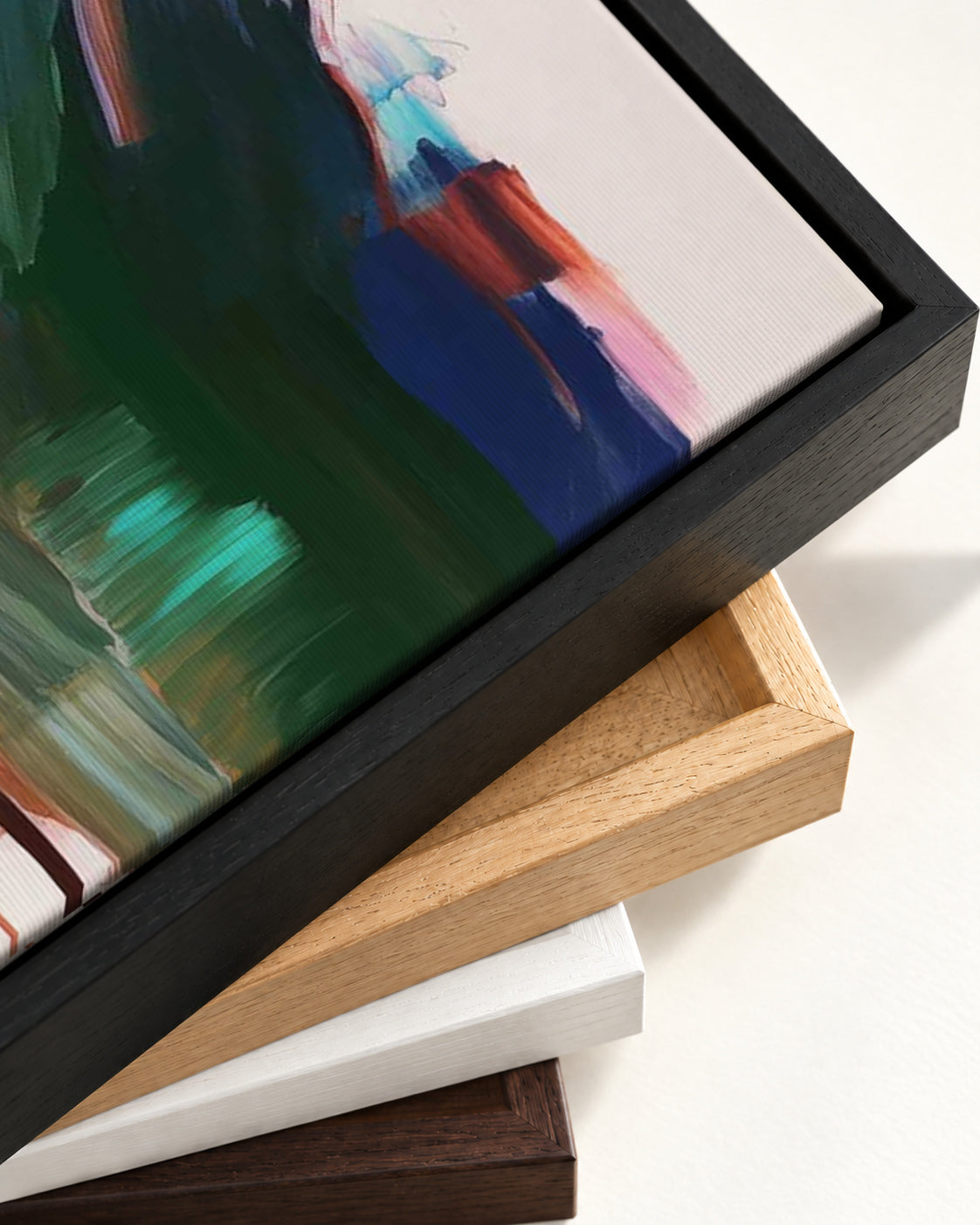 Vivid Abstract Colour II Canvas Art — framed canvas corner and wrapped canvas detail