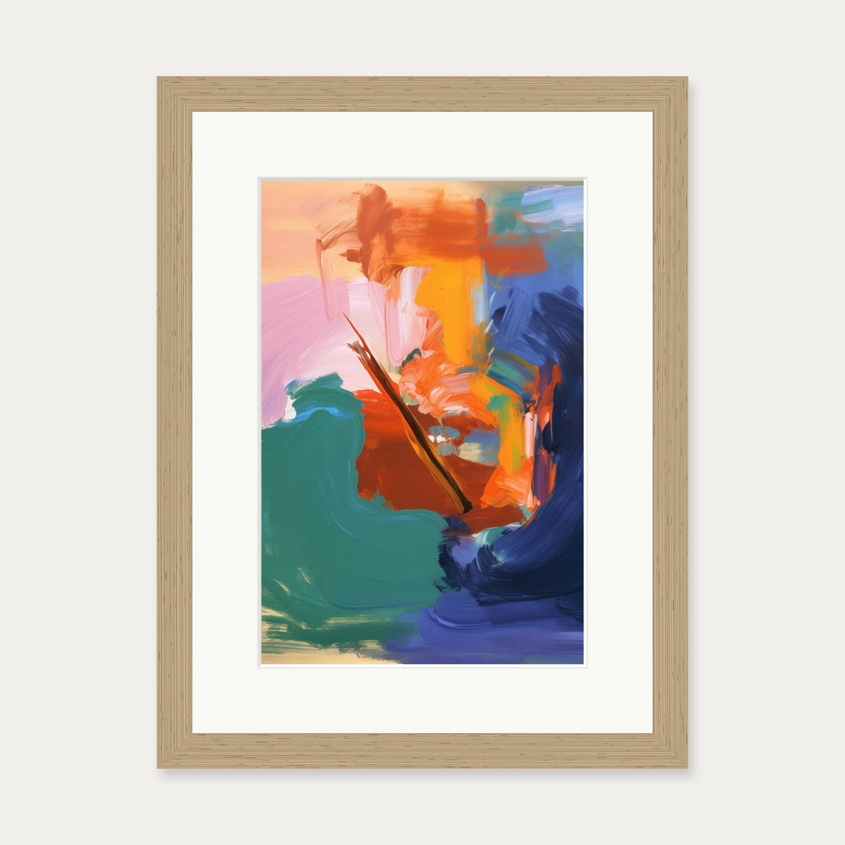 Vivid Abstract Colour III Art Print — 30 x 40 cm — Oak Frame