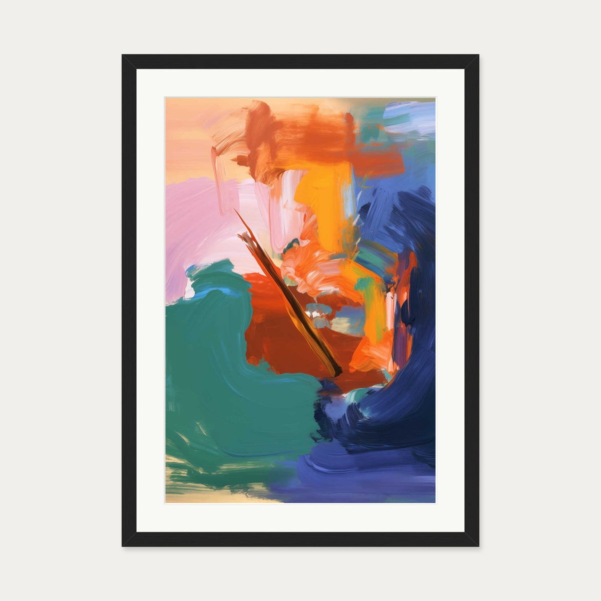 Vivid Abstract Colour III Art Print — 50 x 70 cm — Black Frame
