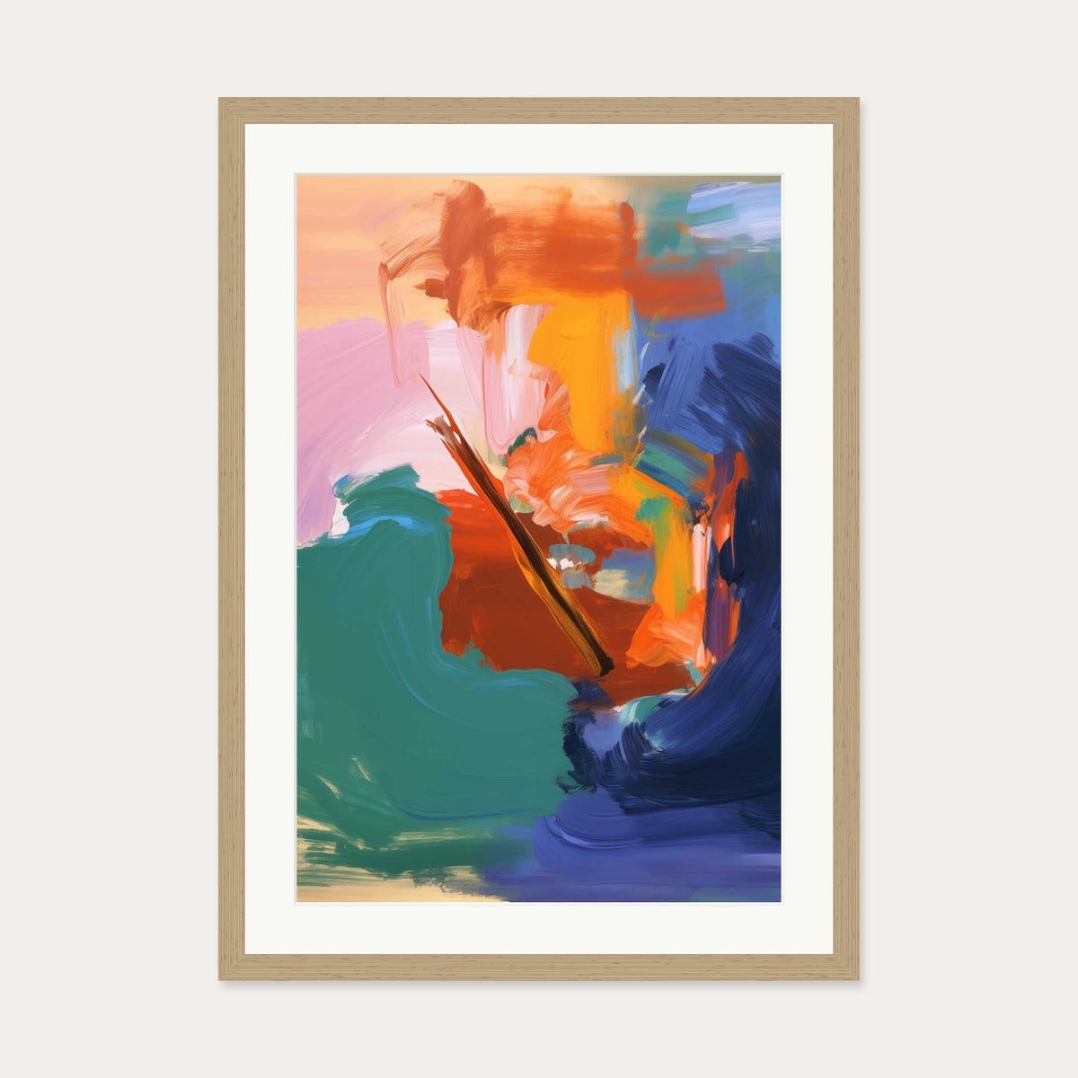 Vivid Abstract Colour III Art Print — 50 x 70 cm — Oak Frame