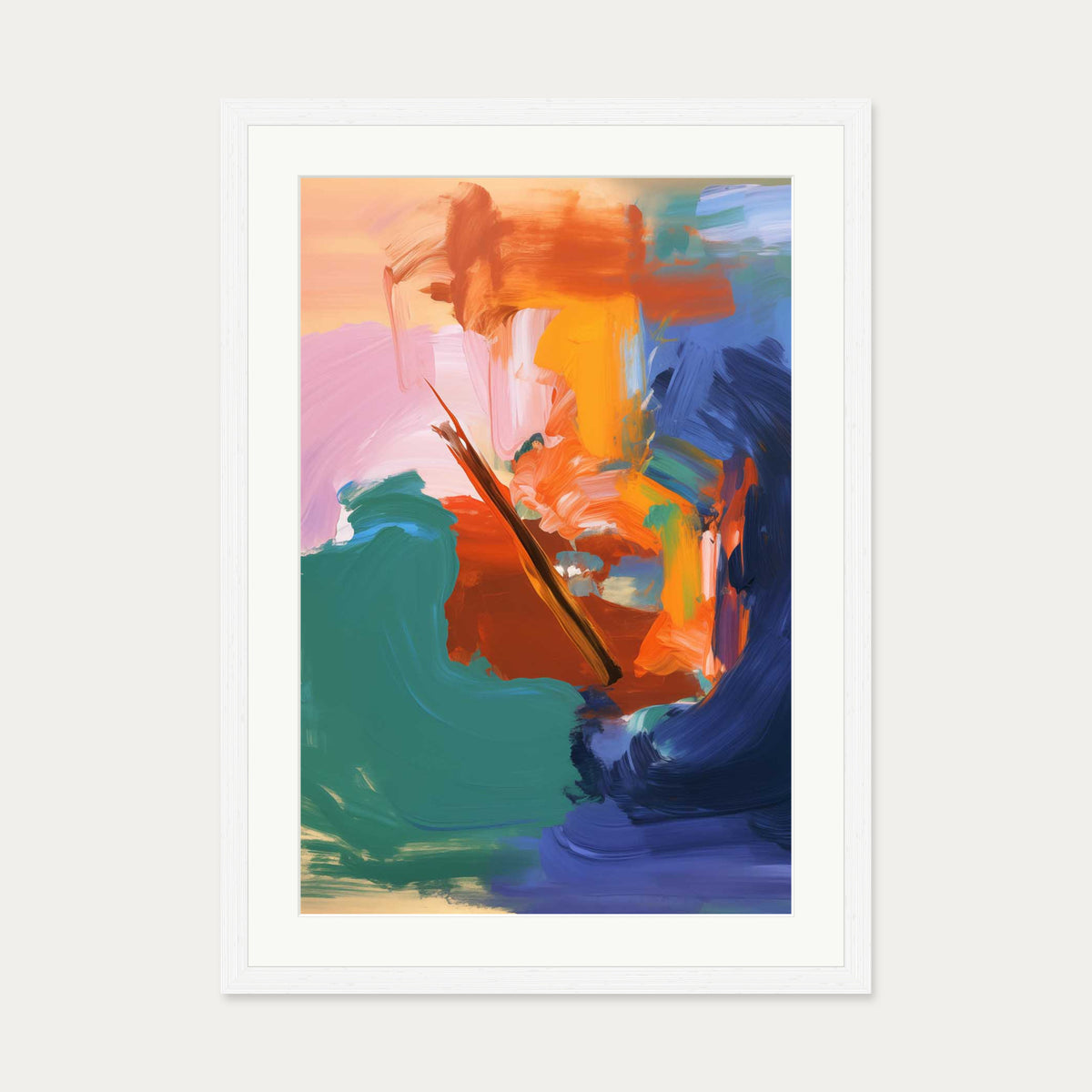 Vivid Abstract Colour III Art Print — 50 x 70 cm — White Frame