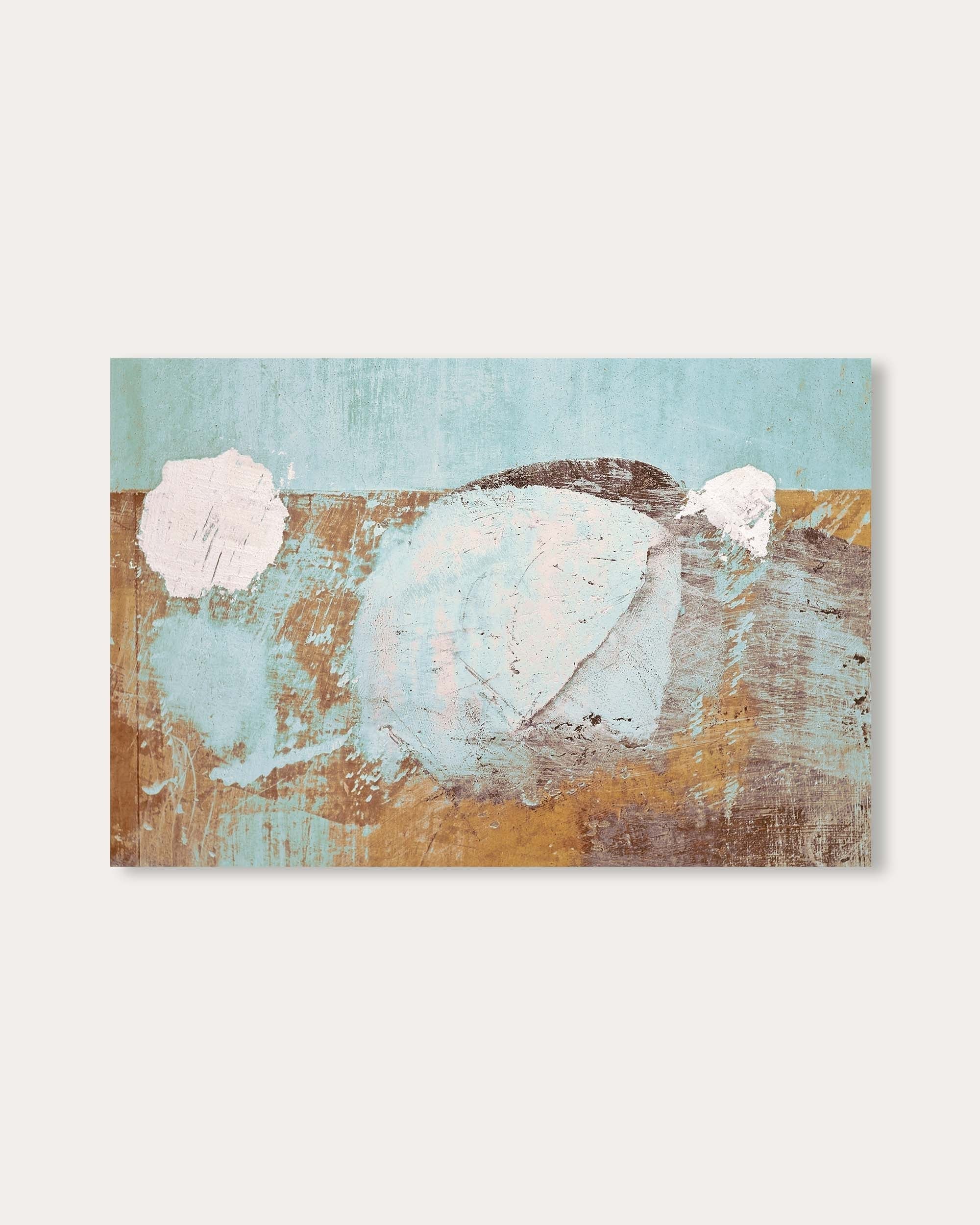Abstract art piece with circular shapes on a textured background