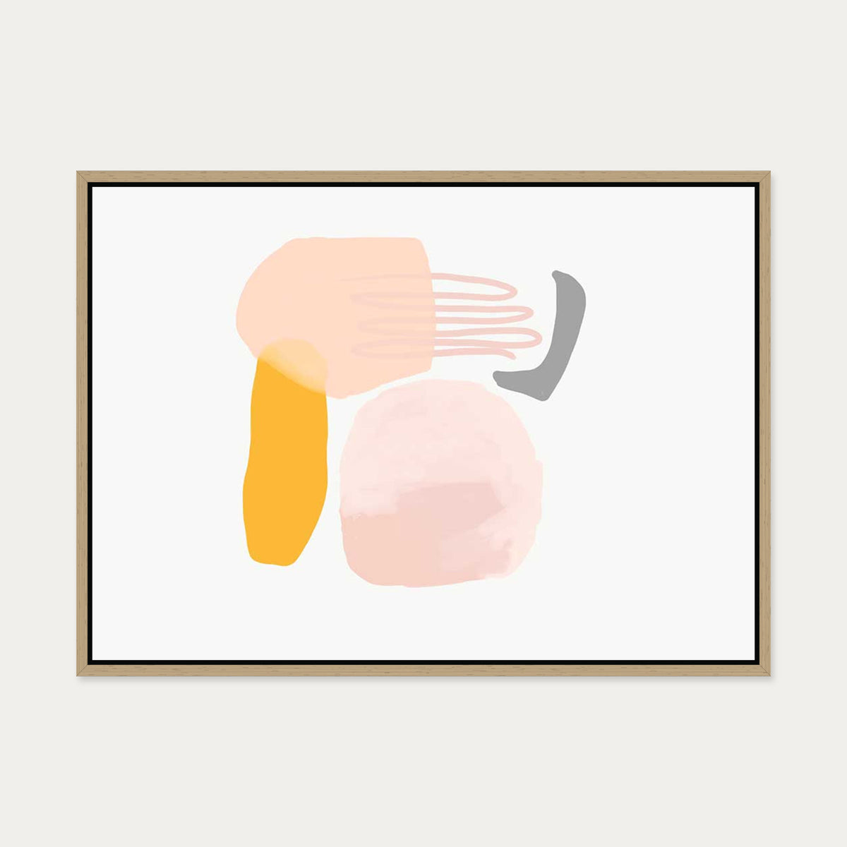 Watercolour Abstract Canvas Art — 50 x 70 cm — Oak Frame