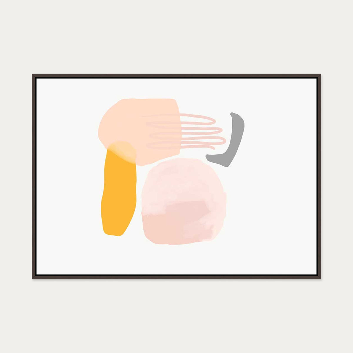 Watercolour Abstract Canvas Art — 70 x 100 cm — Brown Frame