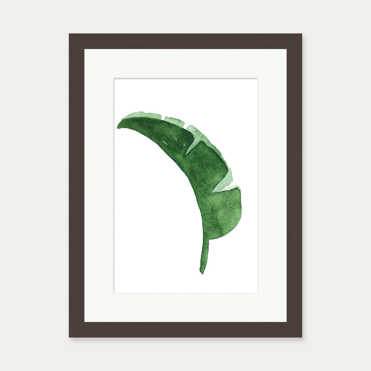 Watercolour Banana Leaf Art Print — 30 x 40 cm — Brown Frame