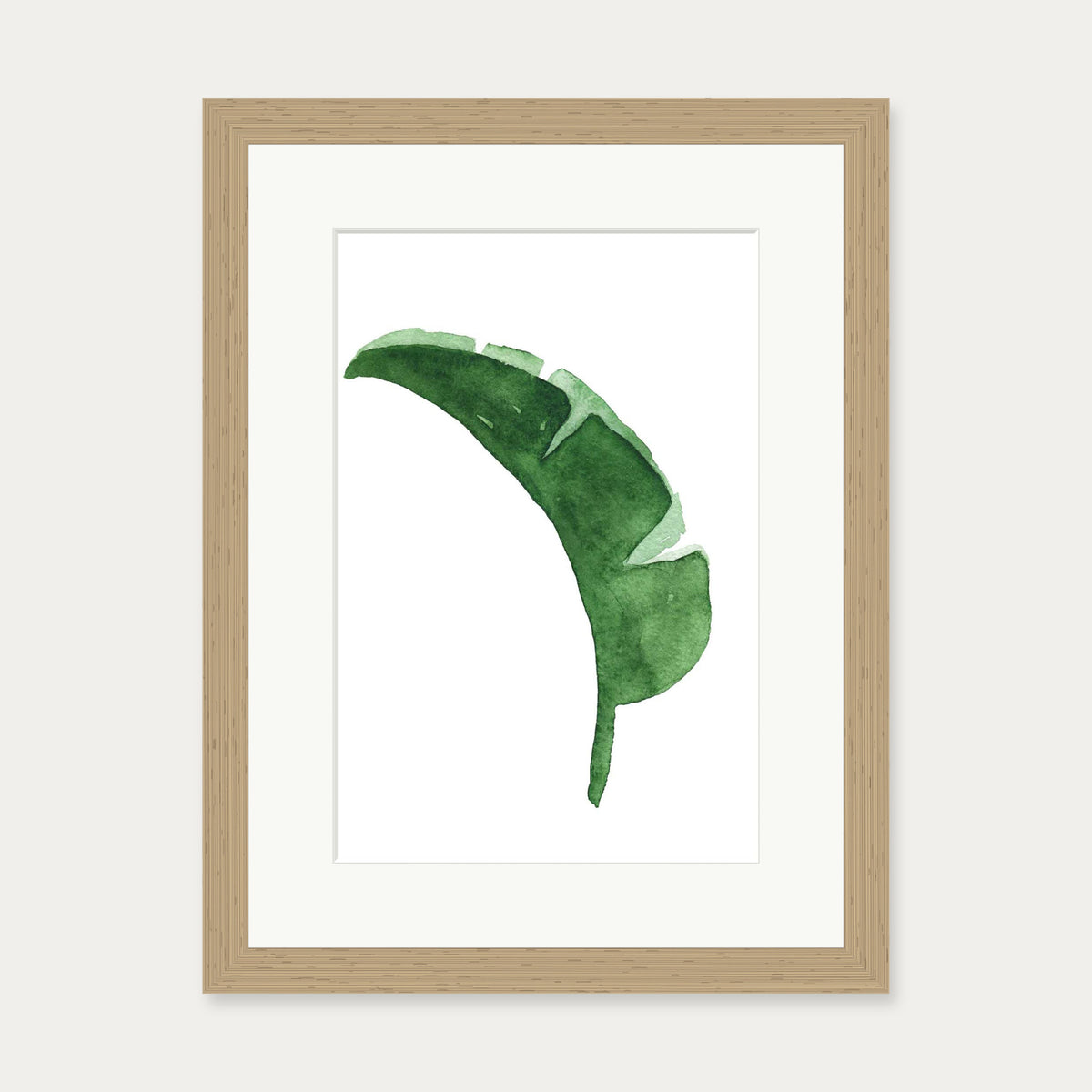 Watercolour Banana Leaf Art Print — 30 x 40 cm — Oak Frame