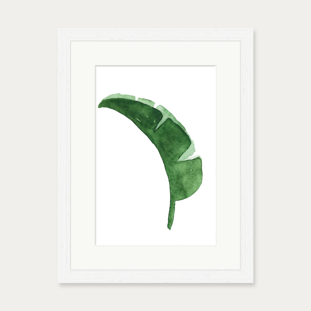 Watercolour Banana Leaf Art Print — 30 x 40 cm — White Frame