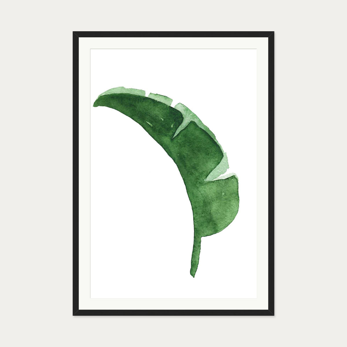 Watercolour Banana Leaf Art Print — 70 x 100 cm — Black Frame