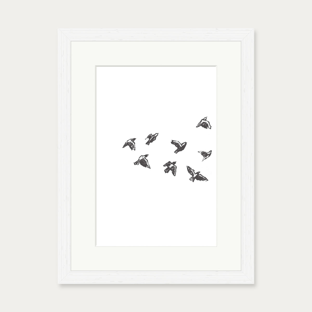 Watercolour Birds 1 Art Print — 30 x 40 cm — White Frame