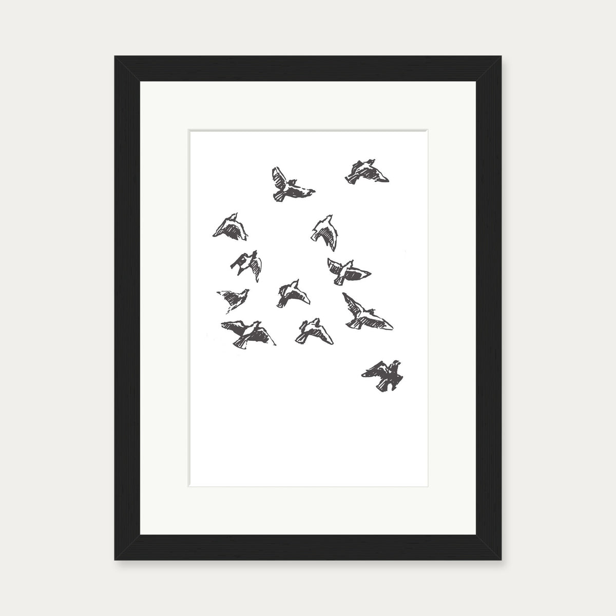 Watercolour Birds 2 Art Print — 30 x 40 cm — Black Frame