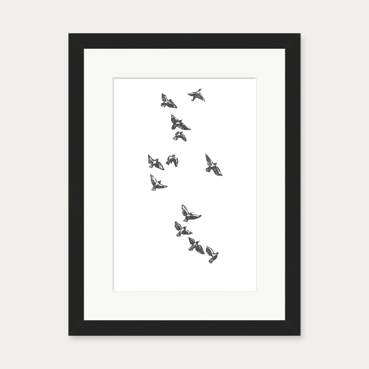 Watercolour Birds 3 Art Print — 30 x 40 cm — Black Frame