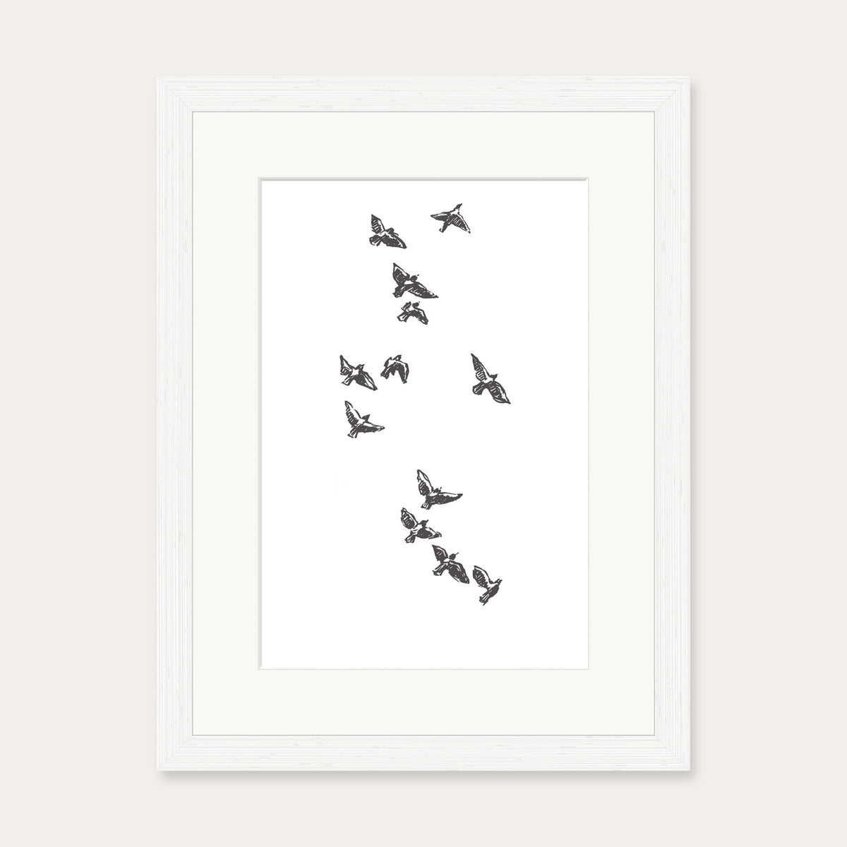 Watercolour Birds 3 Art Print — 30 x 40 cm — White Frame