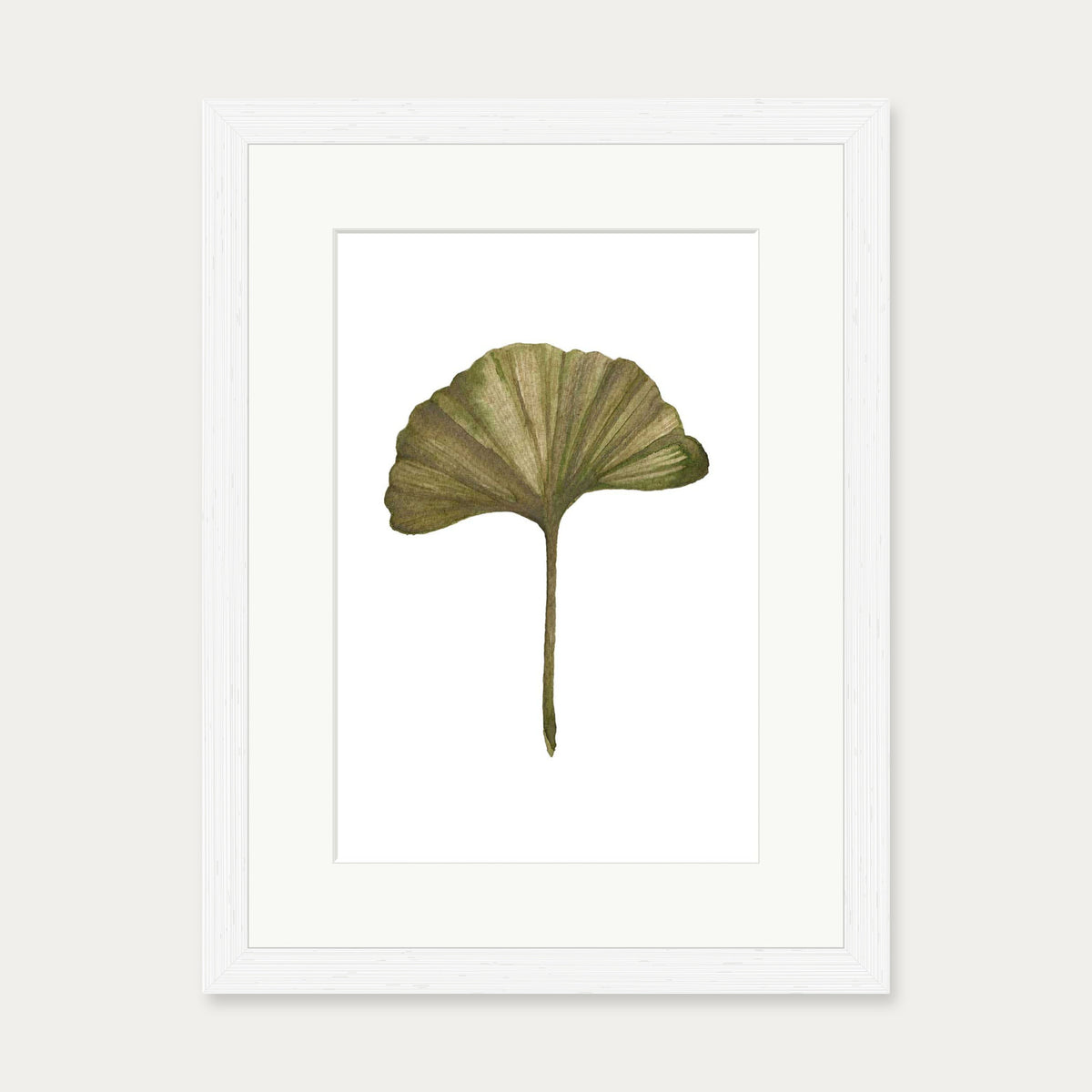 Watercolour Ginkgo Leaf Art Print — 30 x 40 cm — White Frame