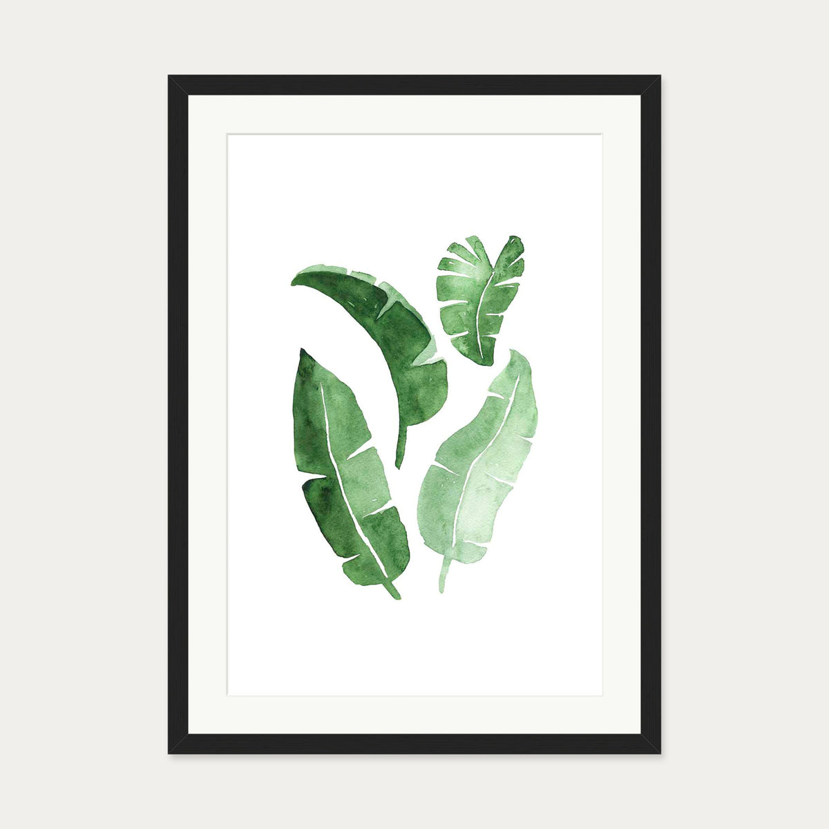 Watercolour Leaves Art Print — 50 x 70 cm — Black Frame