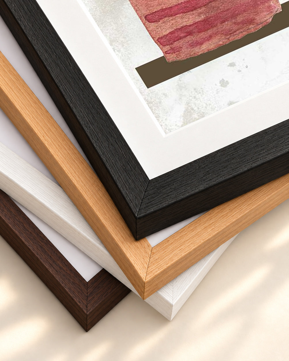 Watercolour Pair Of Potted Plants Art Print — framed print corner with 5 cm mount and bevel
