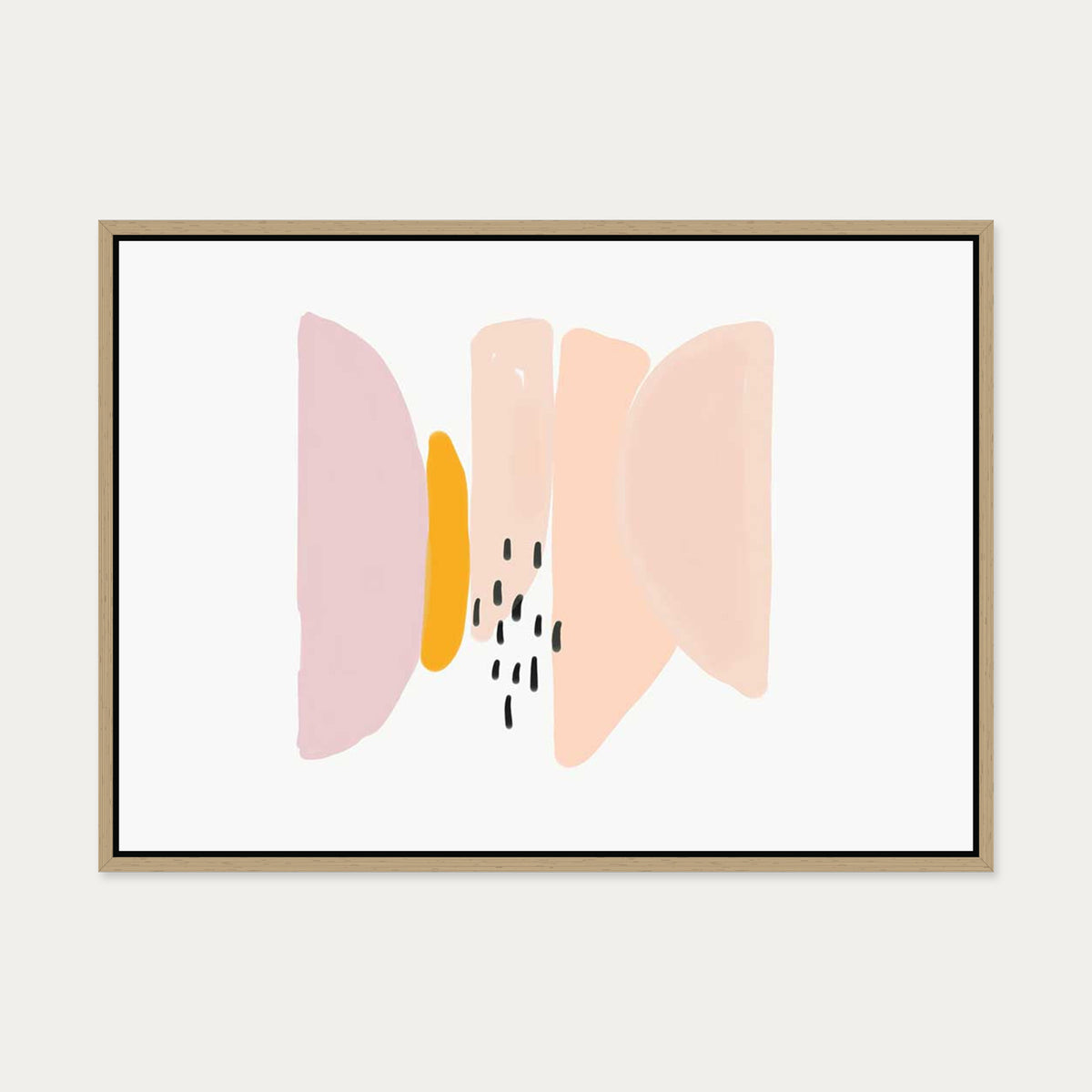 Watercolour Shapes Canvas Art — 50 x 70 cm — Oak Frame