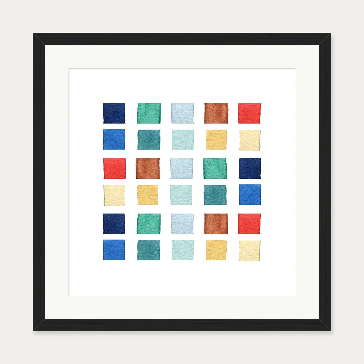 Watercolour Swatches Art Print — 50 x 50 cm — Black Frame