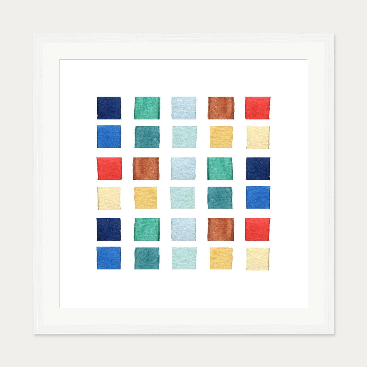 Watercolour Swatches Art Print — 70 x 70 cm — White Frame