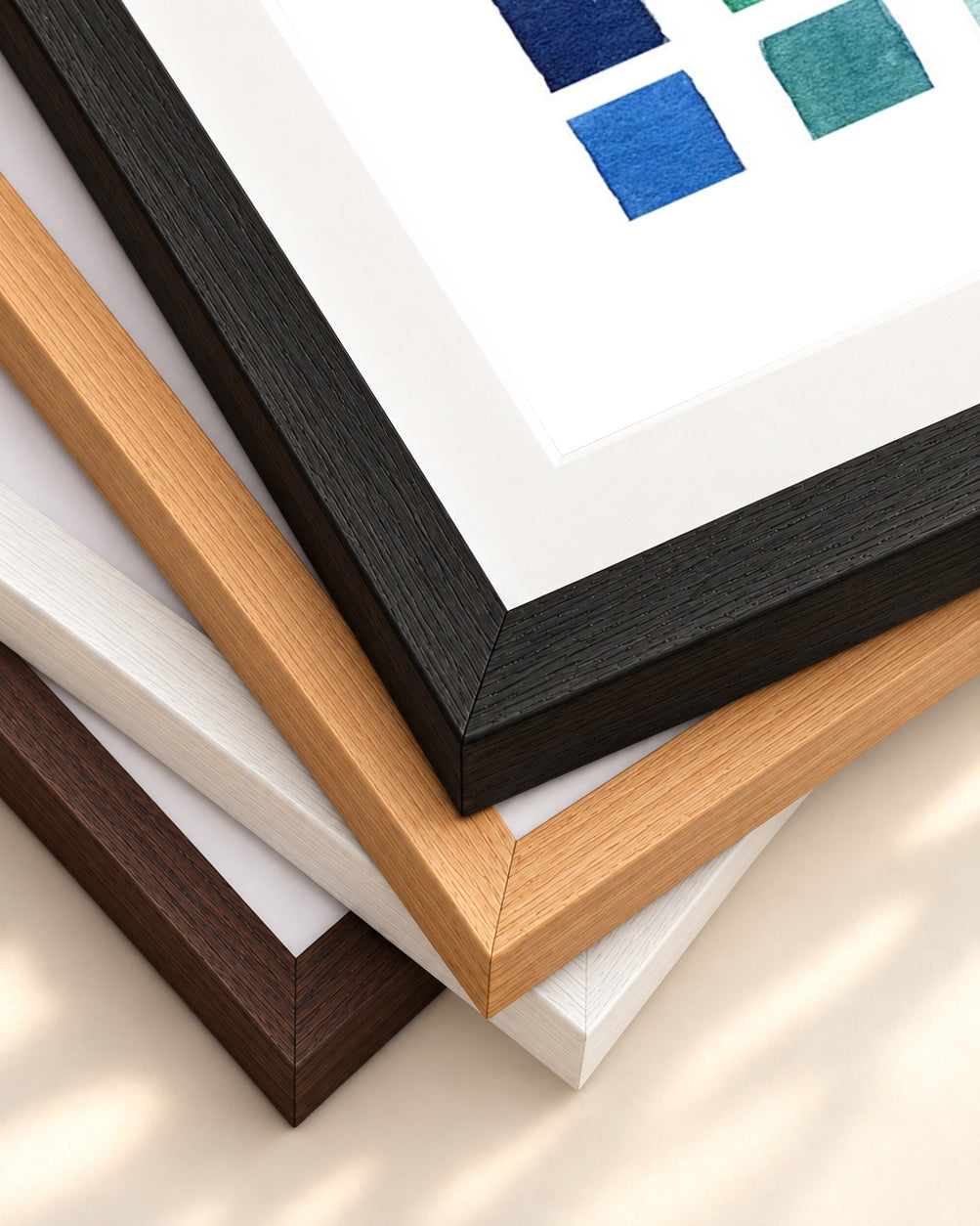 Watercolour Swatches Art Print — framed print corner with 5 cm mount and bevel