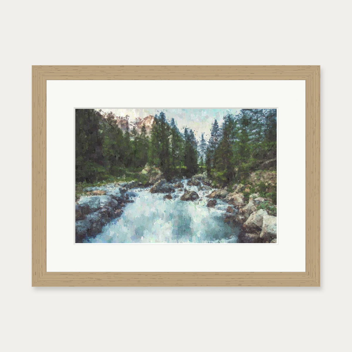 Waterfall In The Forest Art Print — 30 x 40 cm — Oak Frame