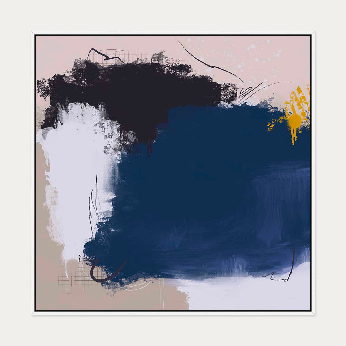Went For A Swim Canvas Art — 100 x 100 cm — White Frame
