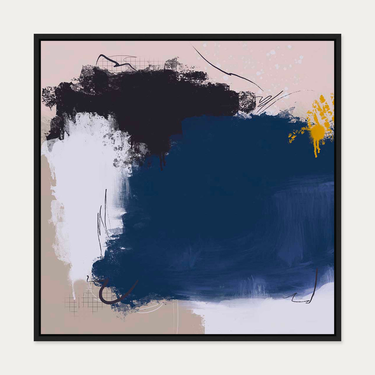 Went For A Swim Canvas Art — 70 x 70 cm — Black Frame