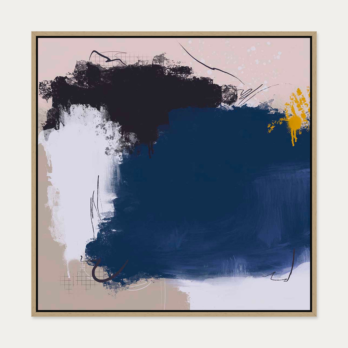 Went For A Swim Canvas Art — 70 x 70 cm — Oak Frame