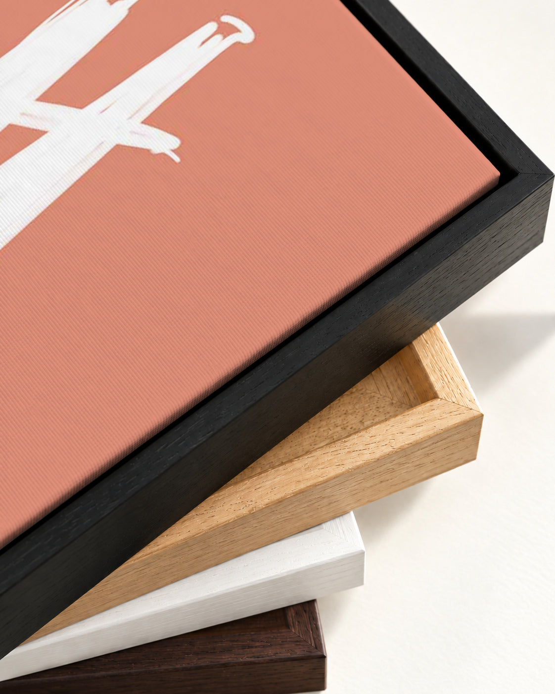 White And Orange Sketch Canvas Art — framed canvas corner and wrapped canvas detail