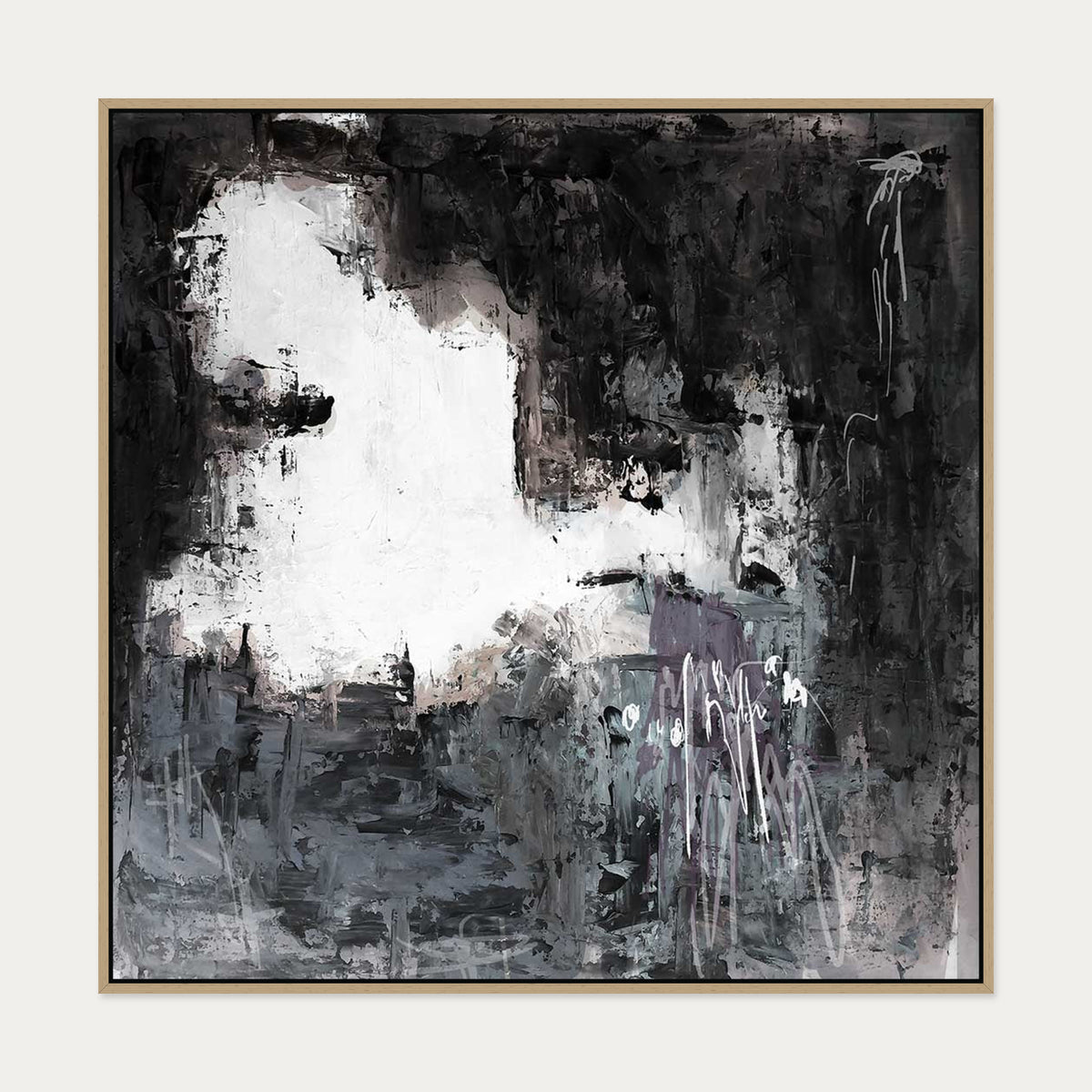 Wild Echoes Canvas Art — 100 x 100 cm — Oak Frame