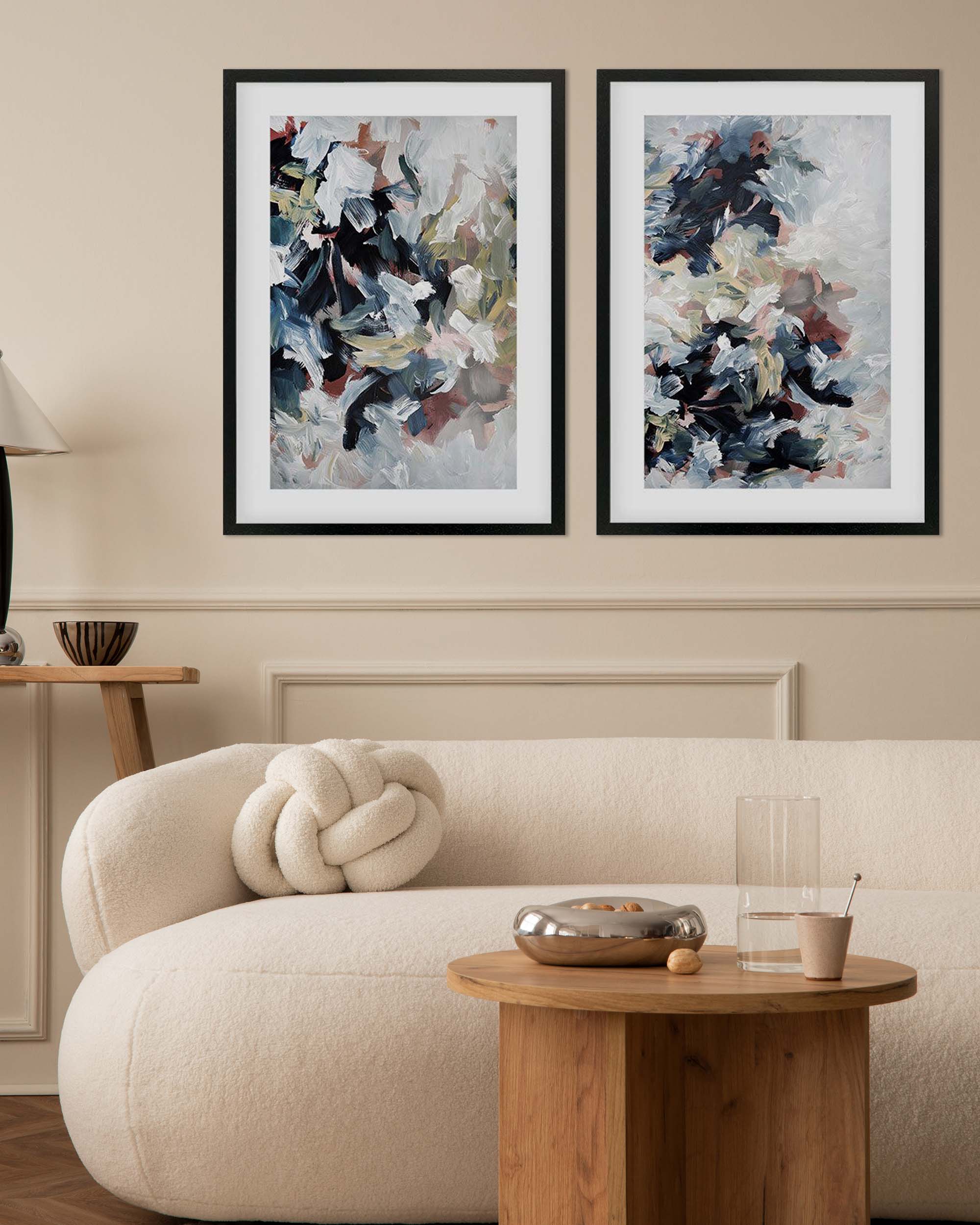 Abstract Blush River Tones Set Of 2 Prints