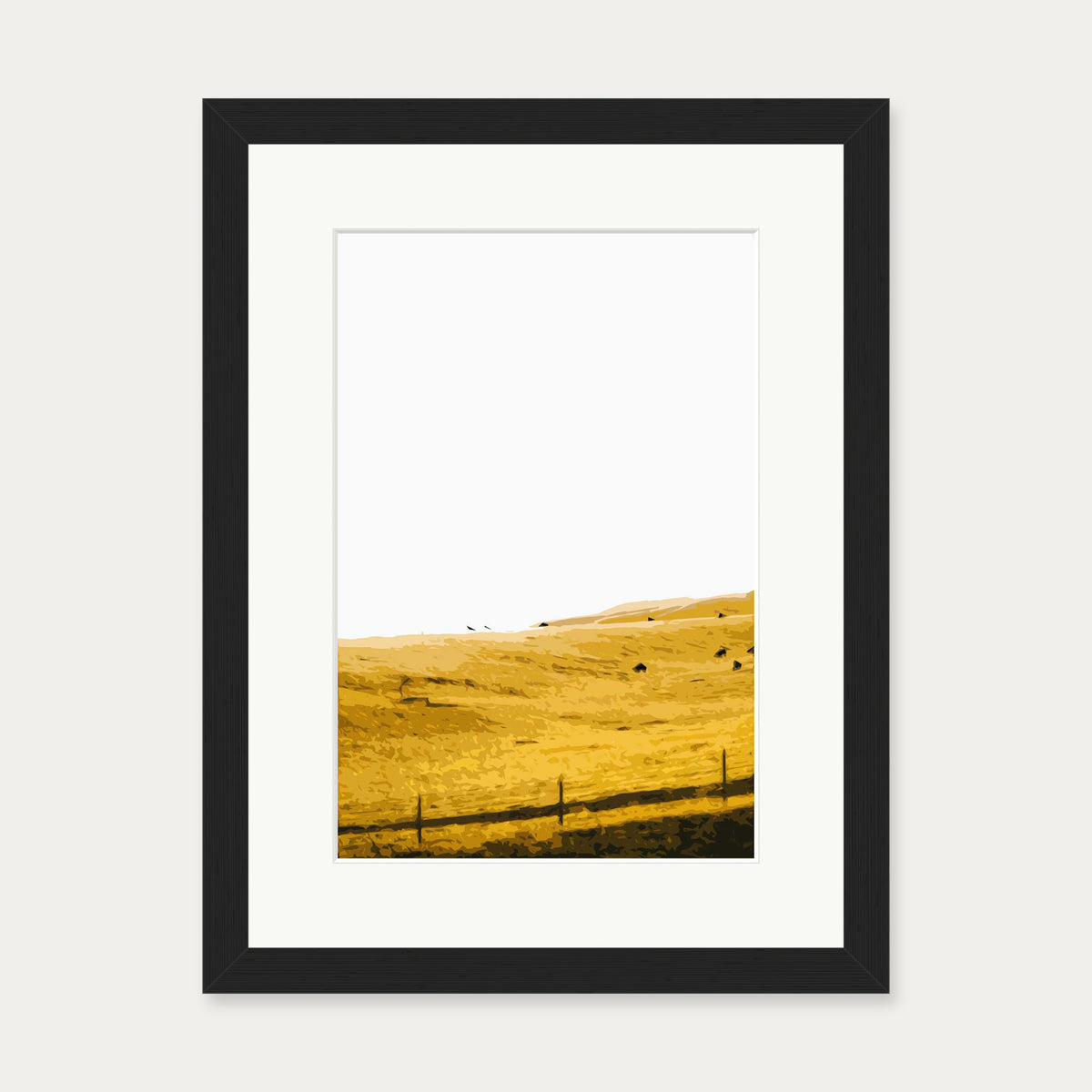 Yellow Fields Of Gold Art Print — 30 x 40 cm — Black Frame