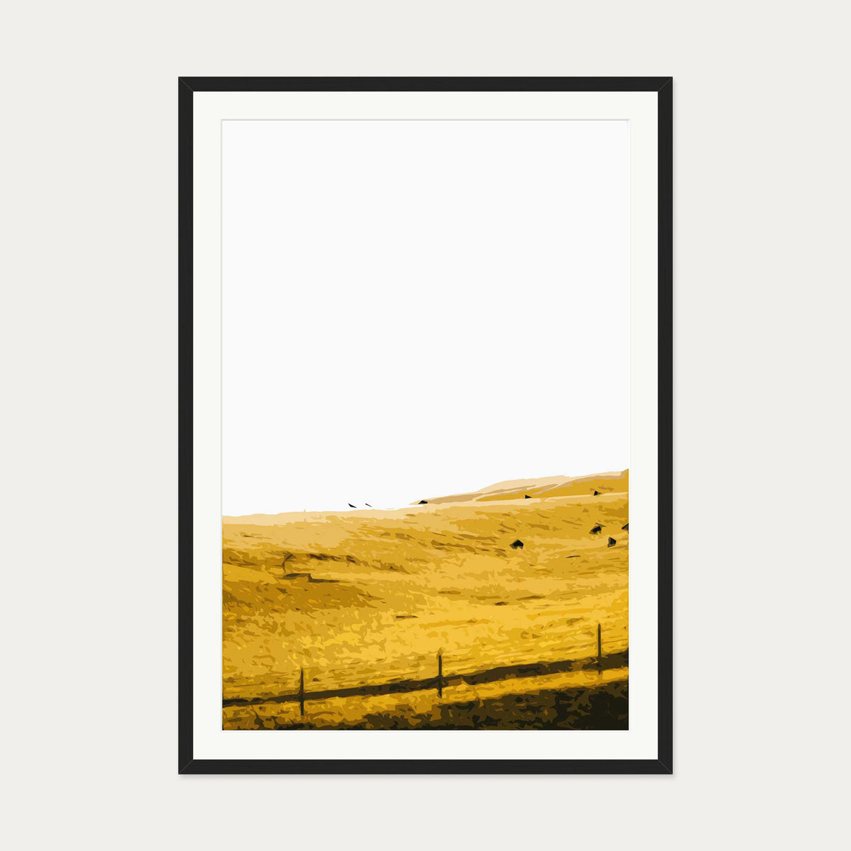 Yellow Fields Of Gold Art Print — 70 x 100 cm — Black Frame