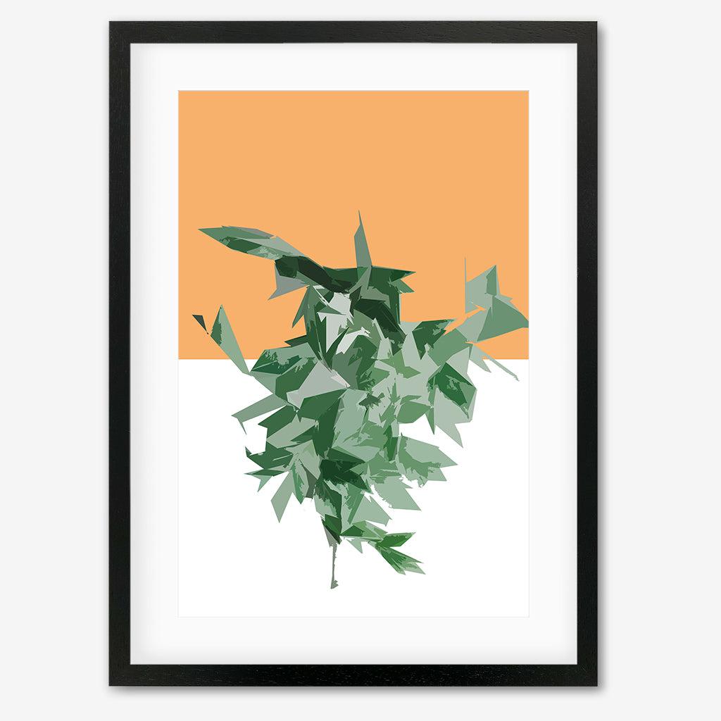Green White Orange Art Print - Black Frame - Abstract House