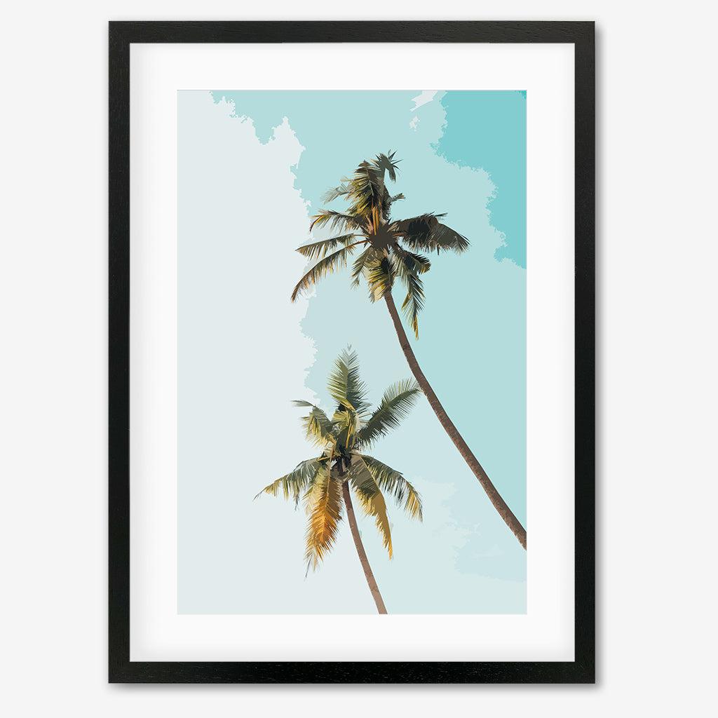 Palm Trees Illustrated Art Print - Black Frame - Abstract House