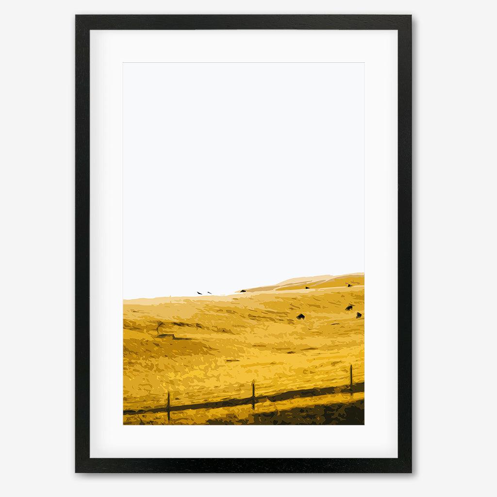 Yellow And White Art Print - Black Frame - Abstract House