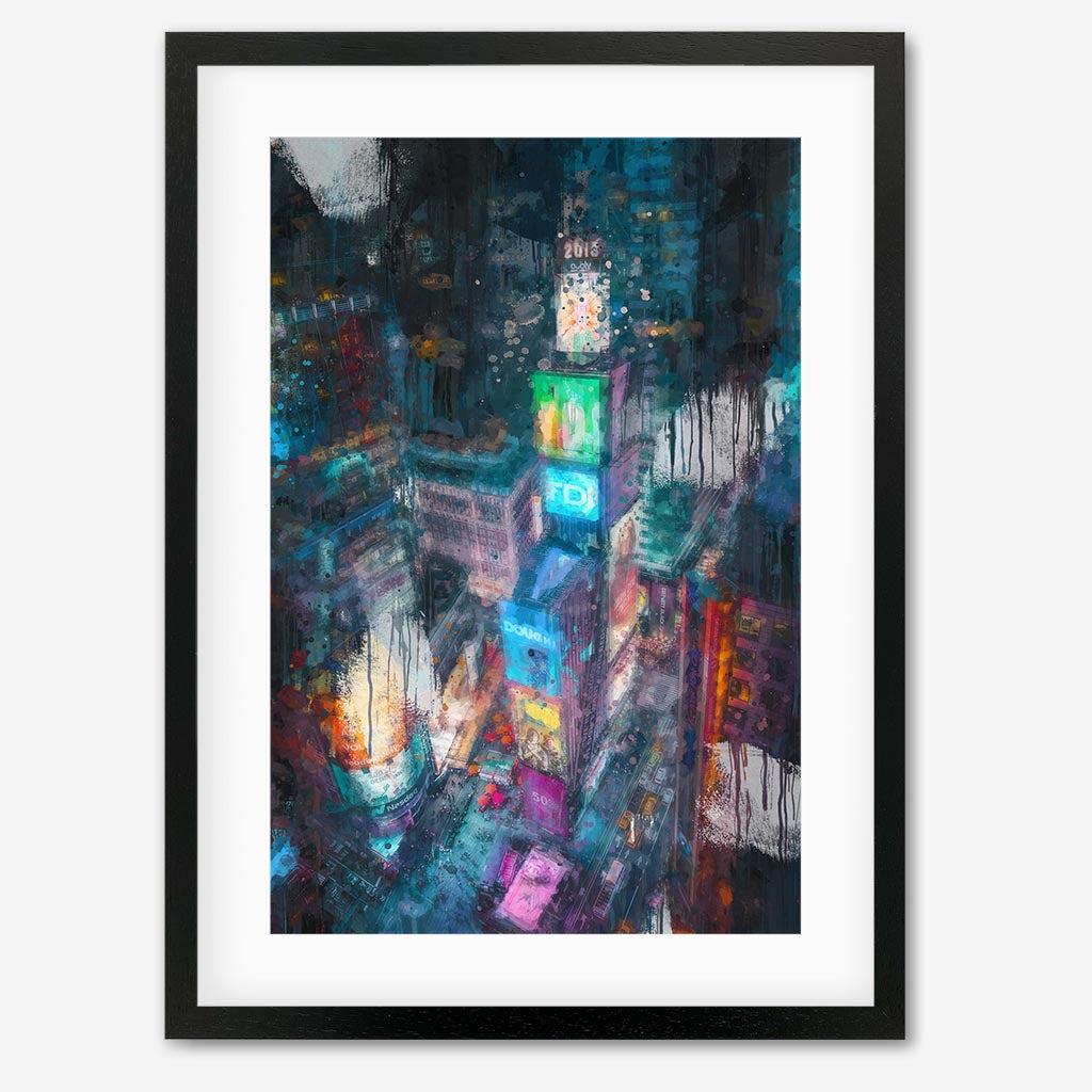 Times Square Impressionist Art Print - Black Frame - Abstract House
