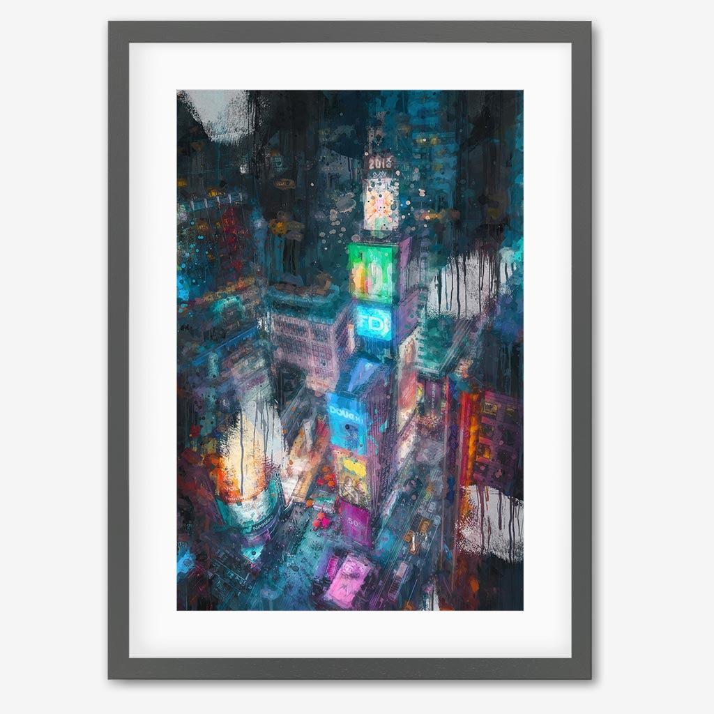 Times Square Impressionist Art Print - Grey Frame - Abstract House