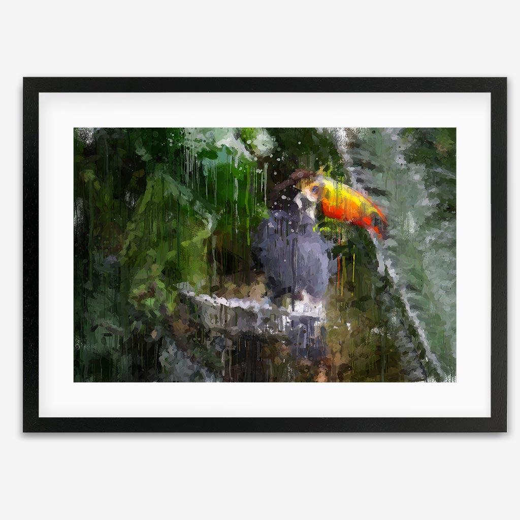 Toucan Impressionist Animal Art Print - Black Frame - Abstract House