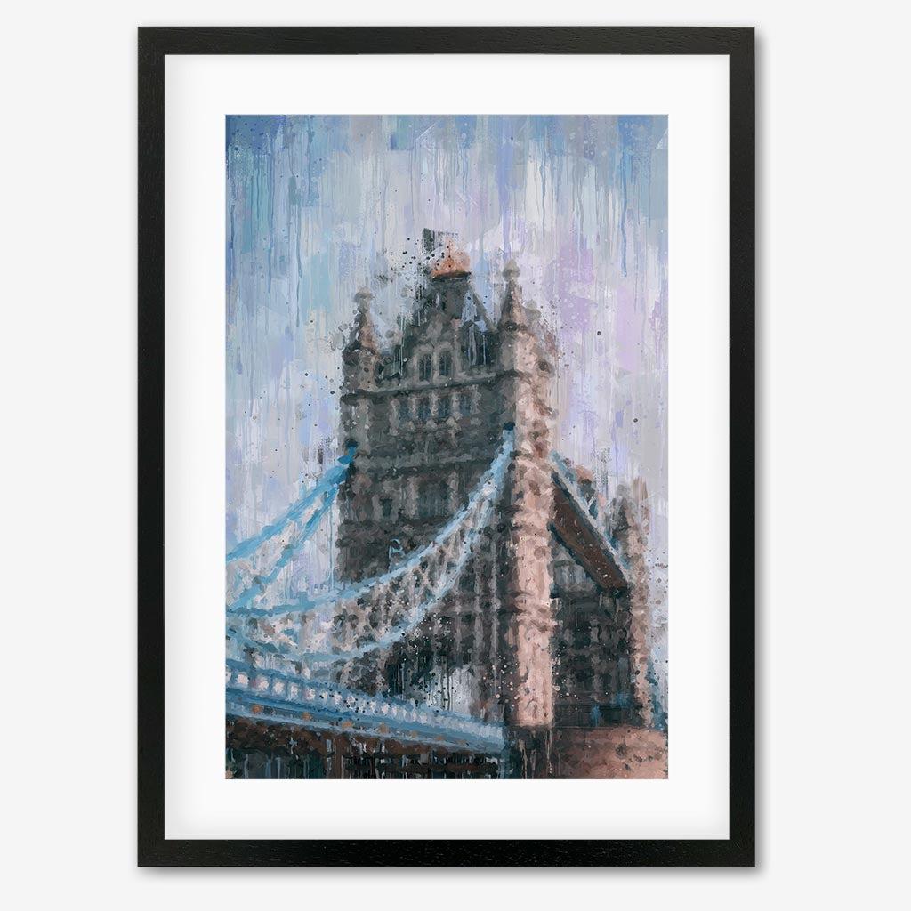 Tower Bridge London Impressionist Art Print - Black Frame - Abstract House