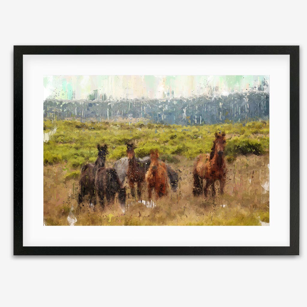 Impressionist Horses In A Field Art Print-framed-Wall Art Print-Abstract House