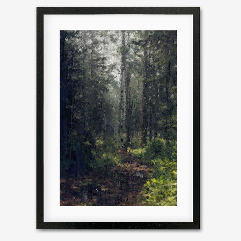 The Green Forest Landscape Fine Art Print - Black Frame - Abstract House