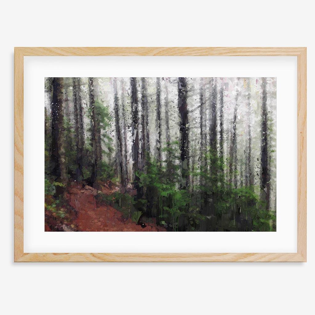 A Path Through The Forest Fine Art Print - Oak Frame - Abstract House