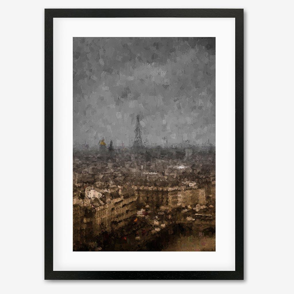 Eiffel Tower, Paris Oil Painting Art Print - Black Frame - Abstract House